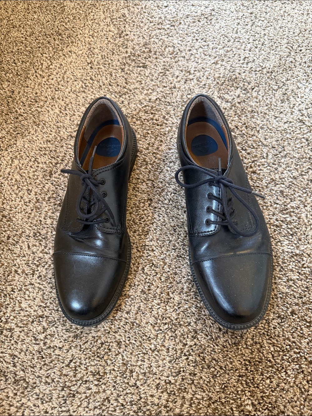 Dockers Black Leather Cap-Toe Derby Shoes 13